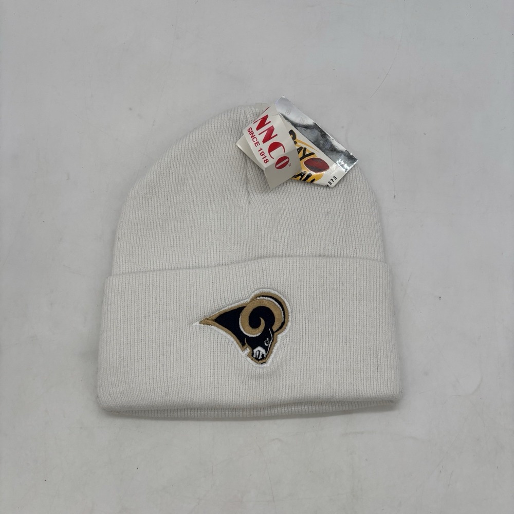 LA Rams Beanie Hat Annco St Louis NFL Football White Cuffed Winter Cap Ski NWT